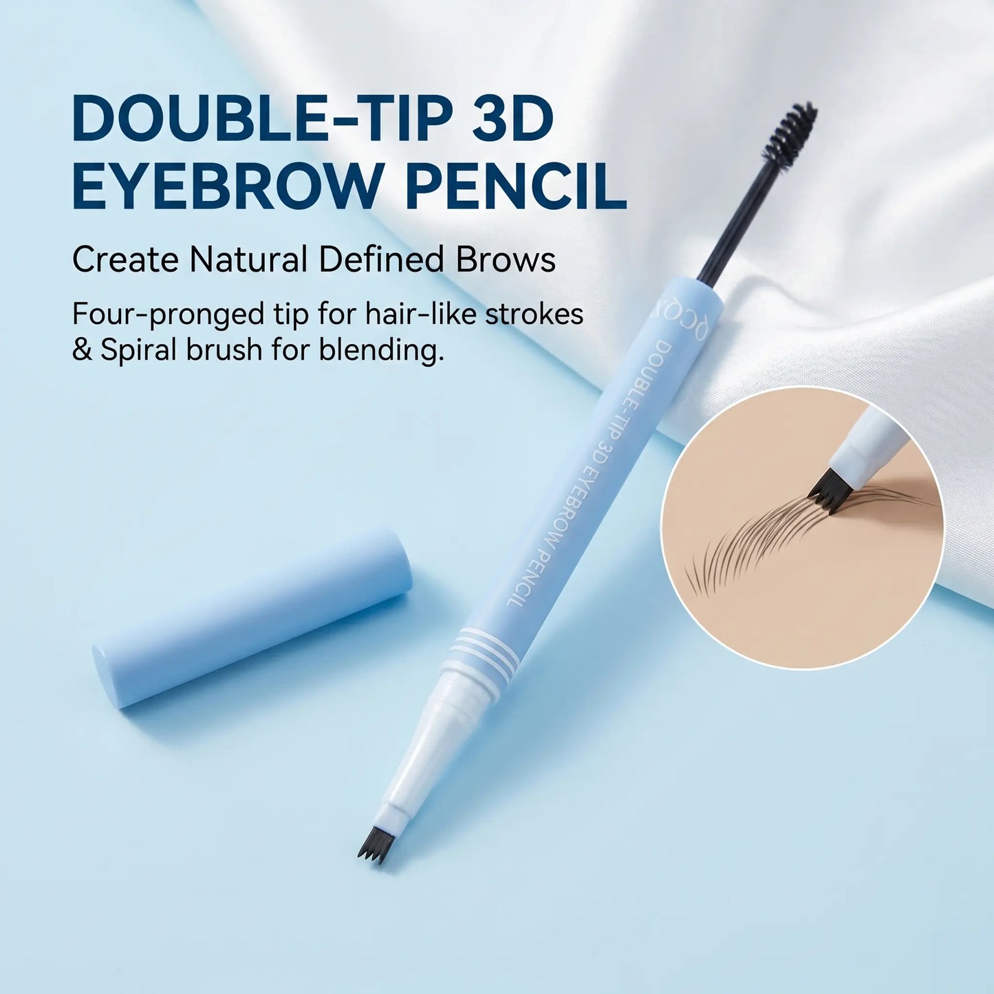 QCQX Waterproof 2-in-1 Micro-Fork Eyebrow Pen & Tinted Gel