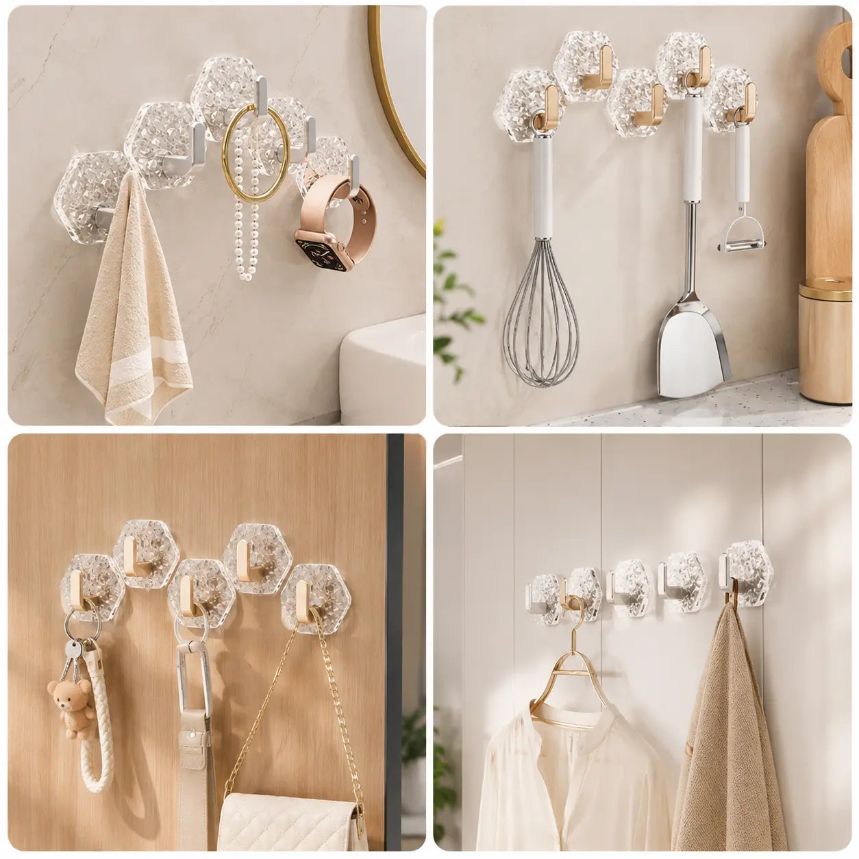 20 Pack Adhesive Wall Hooks for Kitchen and Bathroom