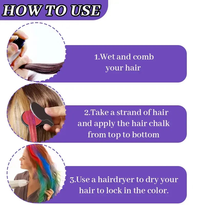 🎨 Washable Temporary Hair Chalk Set - Non-Toxic Gentle Formula