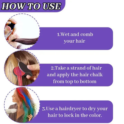 🎨 Washable Temporary Hair Chalk Set - Non-Toxic Gentle Formula