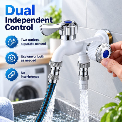 🎉Dual-Outlet Water Faucet | Run Washer & Hose Simultaneously ⚡