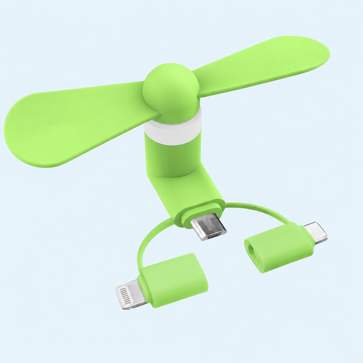 3 in 1 Mini Plug In Phone Fan for Lightning Type C and Micro USB