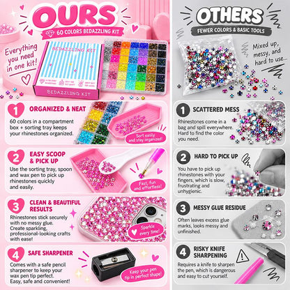 3mm Glitter Rhinestone Multi Pack Kit for Nail Art & DIY Crafts