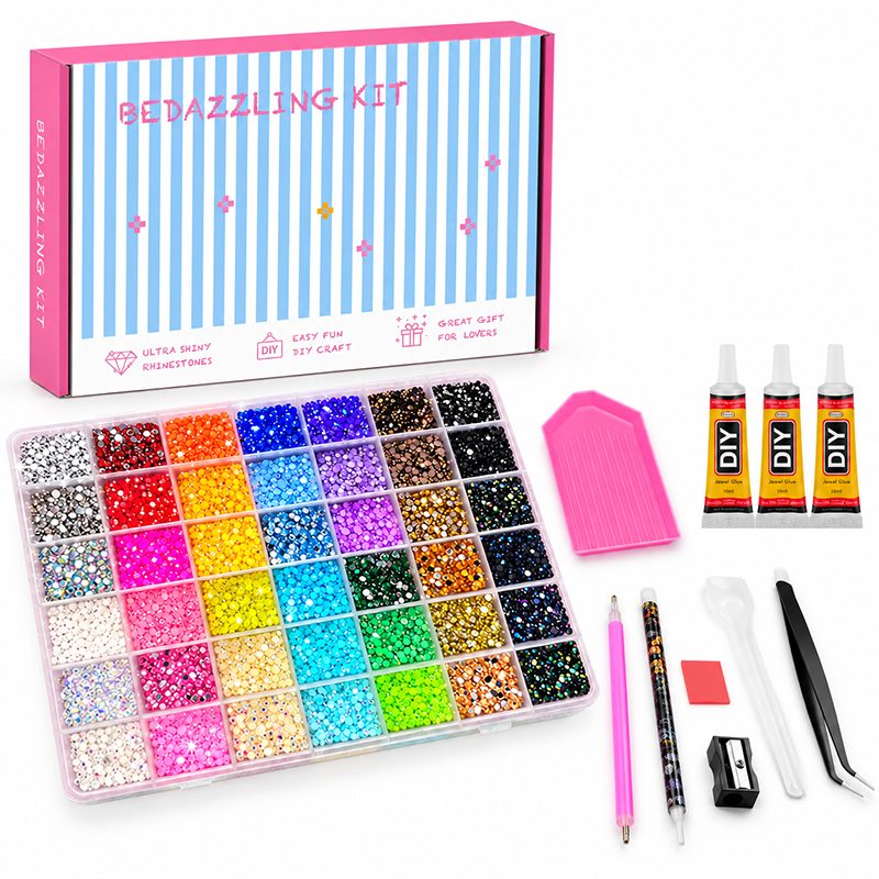 3mm Glitter Rhinestone Multi Pack Kit for Nail Art & DIY Crafts