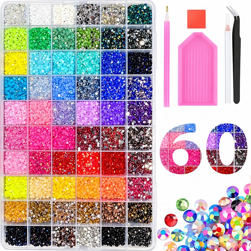 3mm Glitter Rhinestone Multi Pack Kit for Nail Art & DIY Crafts
