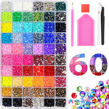 3mm Glitter Rhinestone Multi Pack Kit for Nail Art & DIY Crafts