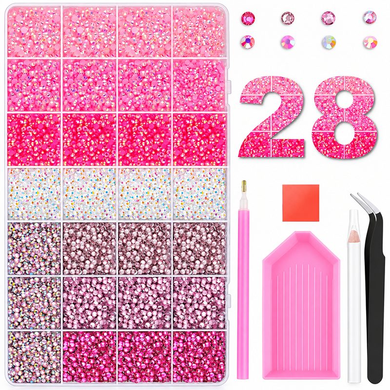 3mm Glitter Rhinestone Multi Pack Kit for Nail Art & DIY Crafts
