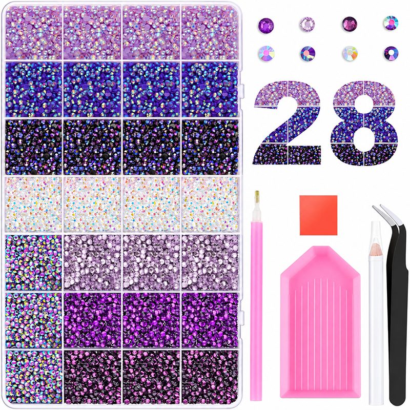3mm Glitter Rhinestone Multi Pack Kit for Nail Art & DIY Crafts