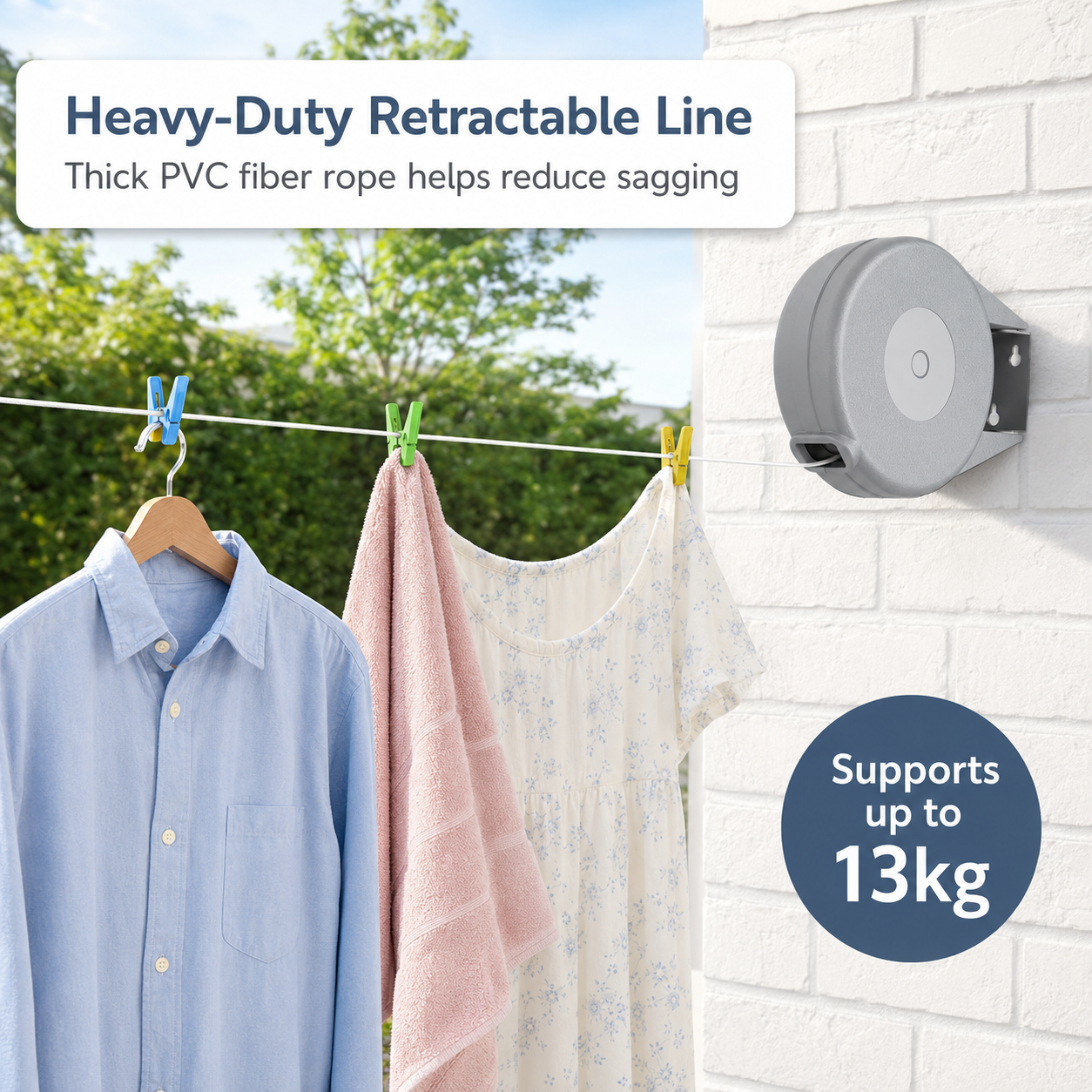 Wall Mounted Retractable Clothesline