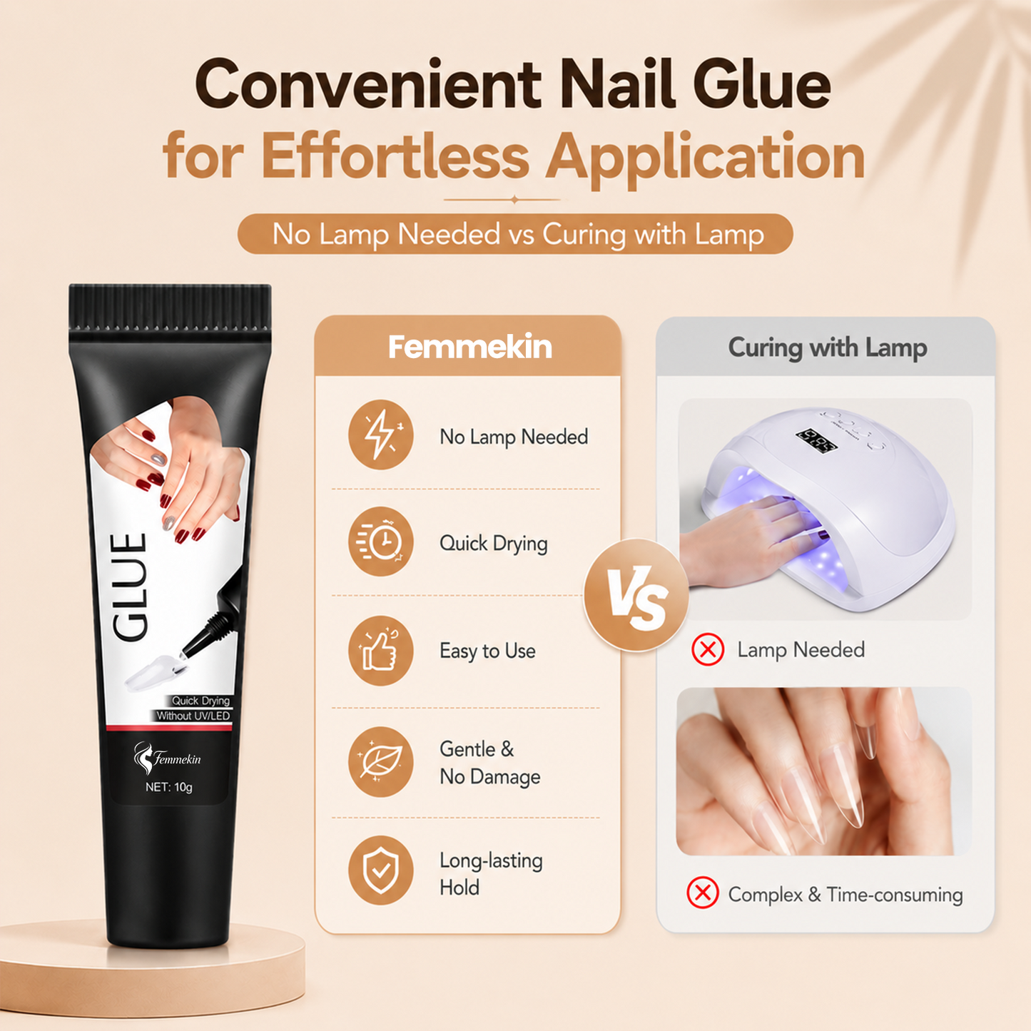 Semi Solid Nail Glue Gel with Gift Remover for Press On Nails
