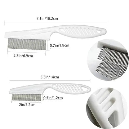 2 Pack Pet Grooming Comb Set for Small Dogs and Cats Flea and Lice Removal