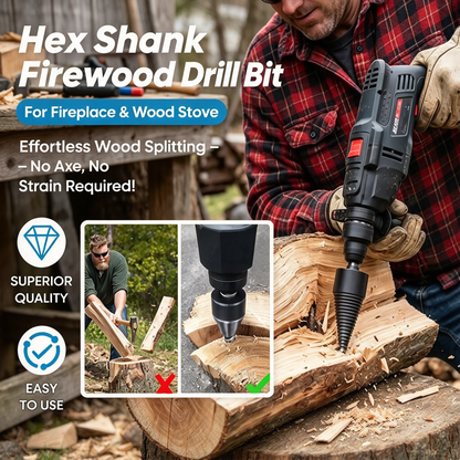 Firewood Log Splitter Drill Bit – Heavy-Duty Carbon Steel Wood Splitting Cone