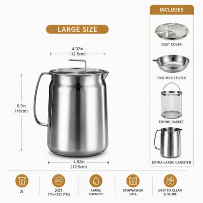 68oz 201 Stainless Steel Deep Fryer Pot