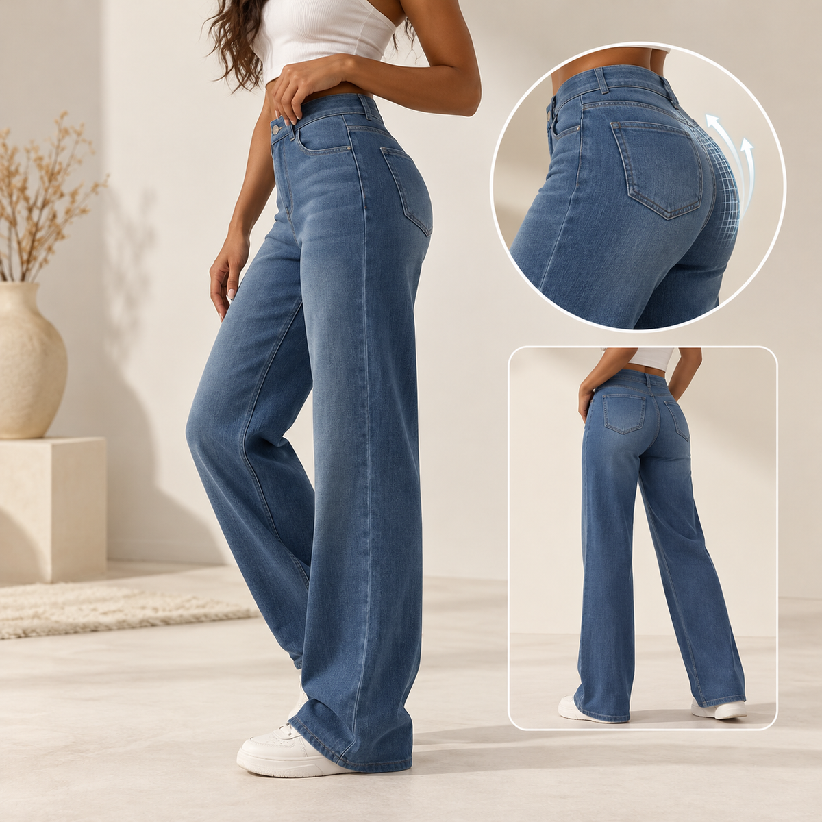 Women's High-Waisted Sculpting Straight-Leg Jeans