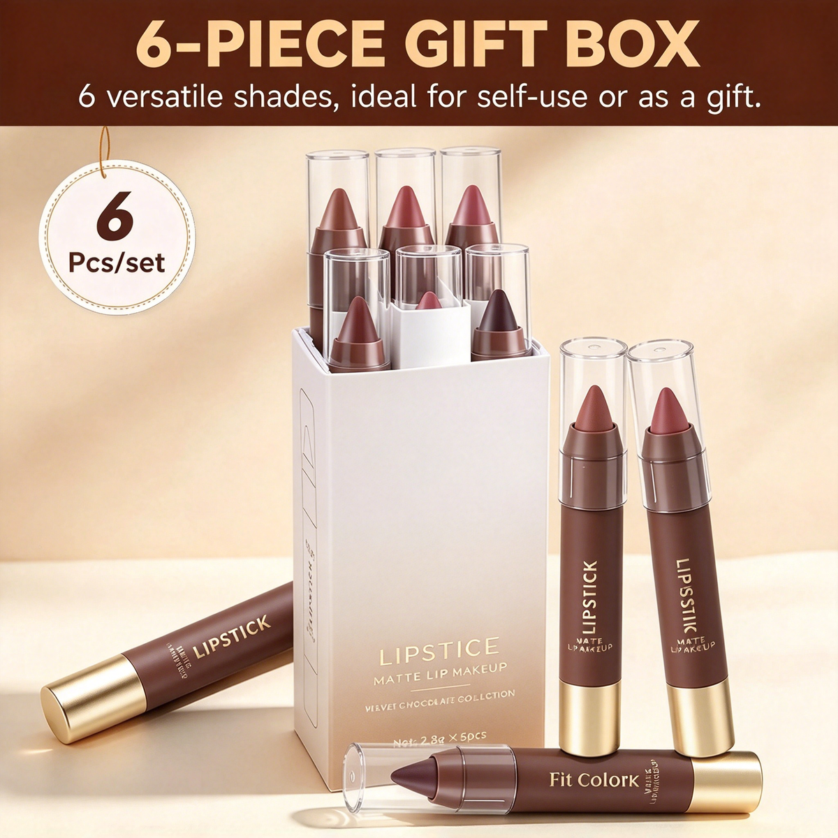 Matte Brown Lipstick| Waterproof Non-Stick Cup
