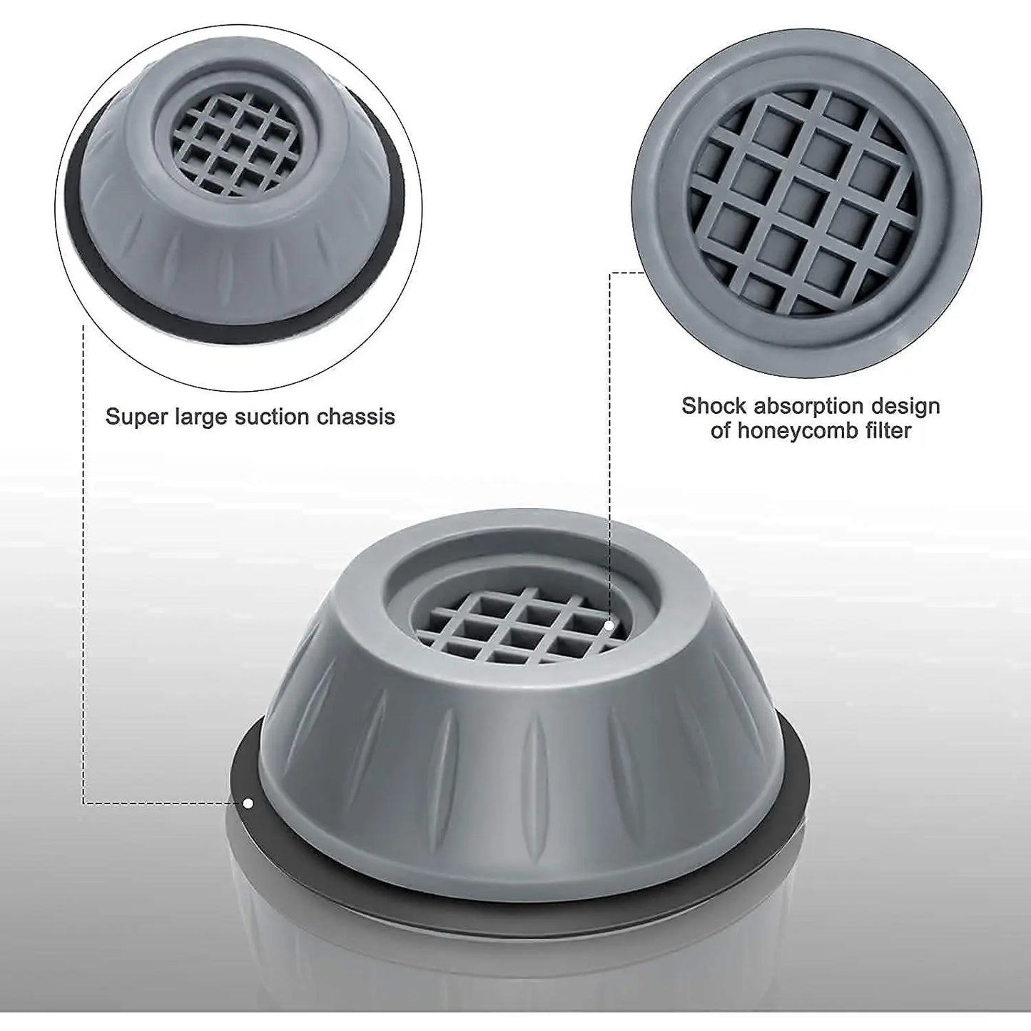 4 Piece Shock Absorbing Pads for Washing Machine Dryer and Refrigerator