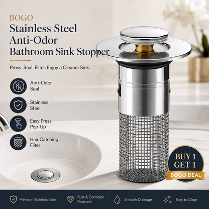 BOGO Stainless Steel Anti-Odor Bathroom Sink Stopper