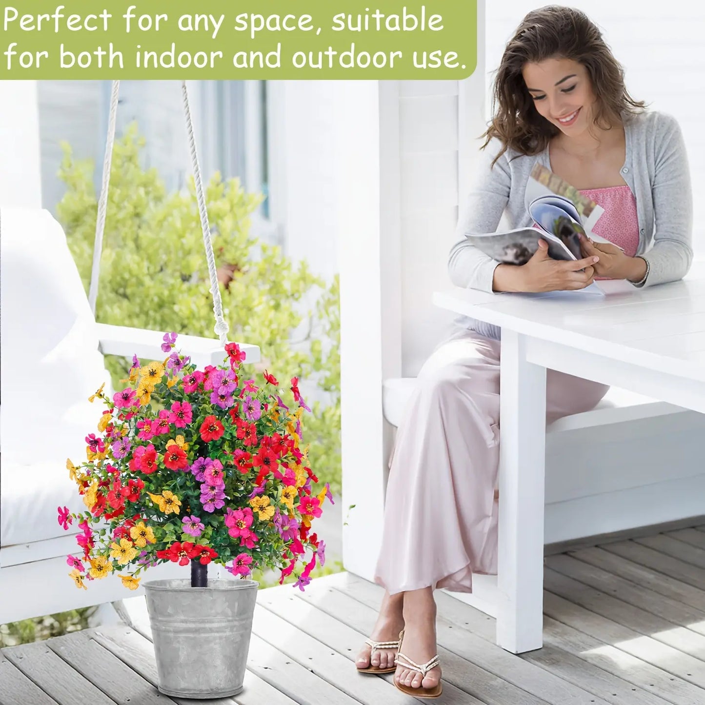 Artificial Daisy Flowers with Eucalyptus Leaves Home Garden Decor