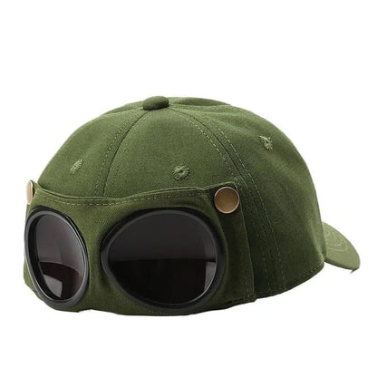 Vintage Baseball Cap with Flip Down Protective Goggles