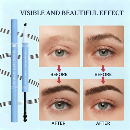 QCQX Waterproof 2-in-1 Micro-Fork Eyebrow Pen & Tinted Gel