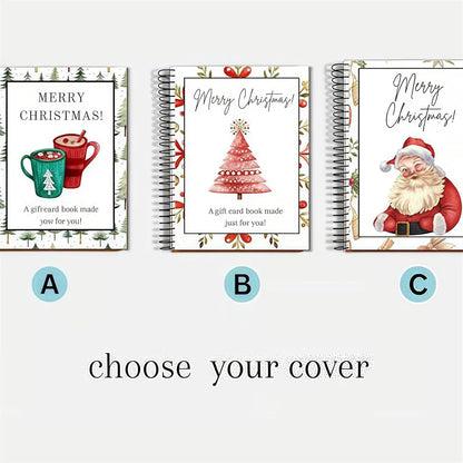 Christmas Gift Card Book, Diy Spiral Bound Gift Card Book, 5x7 Inch Colorful Spiral Bound Card Book , Christma Gift Cards Books Holder, DIY Personalized Xmas Gifts for Family, Friends, Students