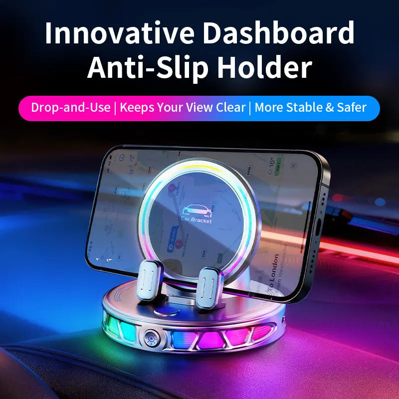 【DealsForYouDays】360° Rotating Wireless Charging Car Phone Mount with RGB Ambient Light — Ultra-Stable Suction, Auto-Lock, Fits Dashboard, Windshield, Compatible with iPhone and Android