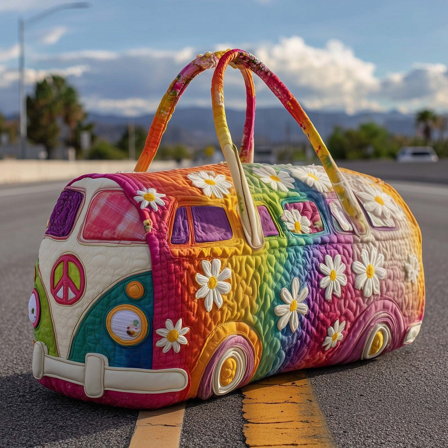 Unisex Boho Quilted Travel Bag Lightweight Weekender