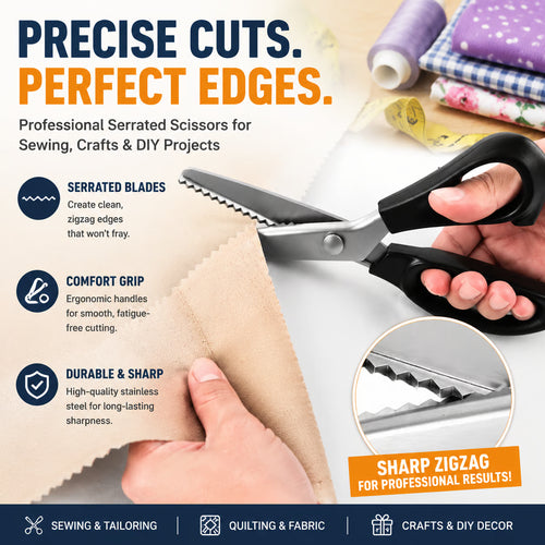 Stainless Steel Zig Zag Scissors for Fabric, Sewing and DIY Crafts