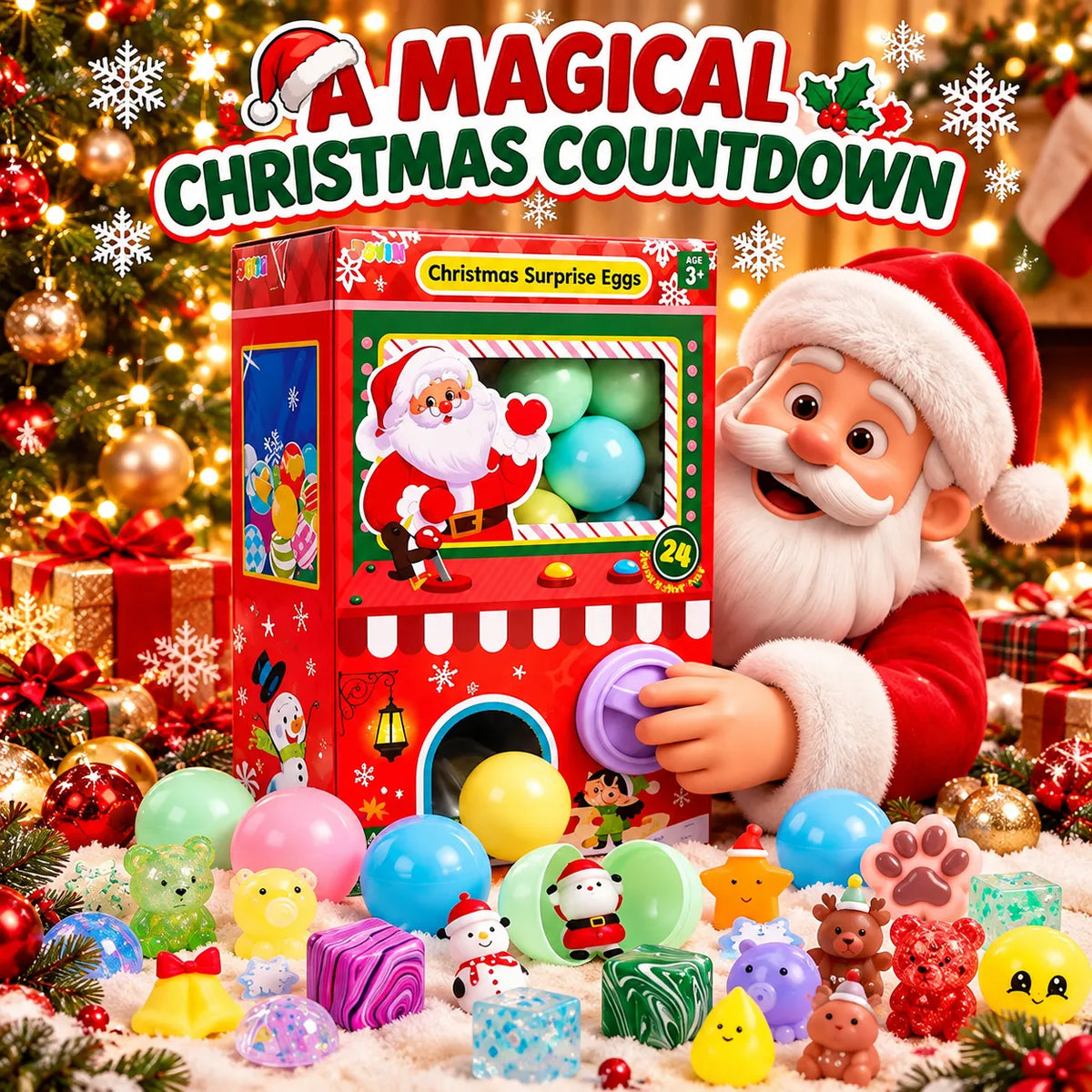 🎄 Christmas Squishy Gachapon Advent Calendar 2026 – 24 Surprise Capsules
