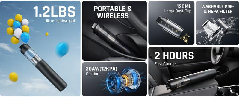 💥LAST DAY SALE 50% OFF💥 Cordless Handheld Car Vacuum