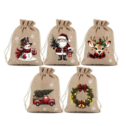 🎉 2026 Sale — Over 23,000 Sold!🎄 Christmas Drawstring Gift Bags‑Santa & Reindeer Polyester Pouches 🎁