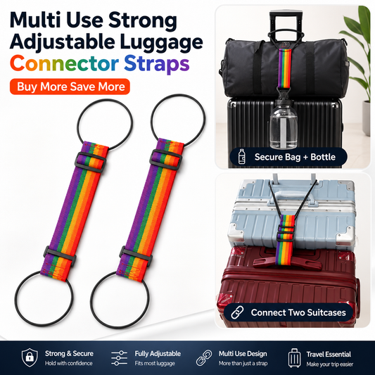 2-Pack Adjustable Rainbow Luggage Connector Straps