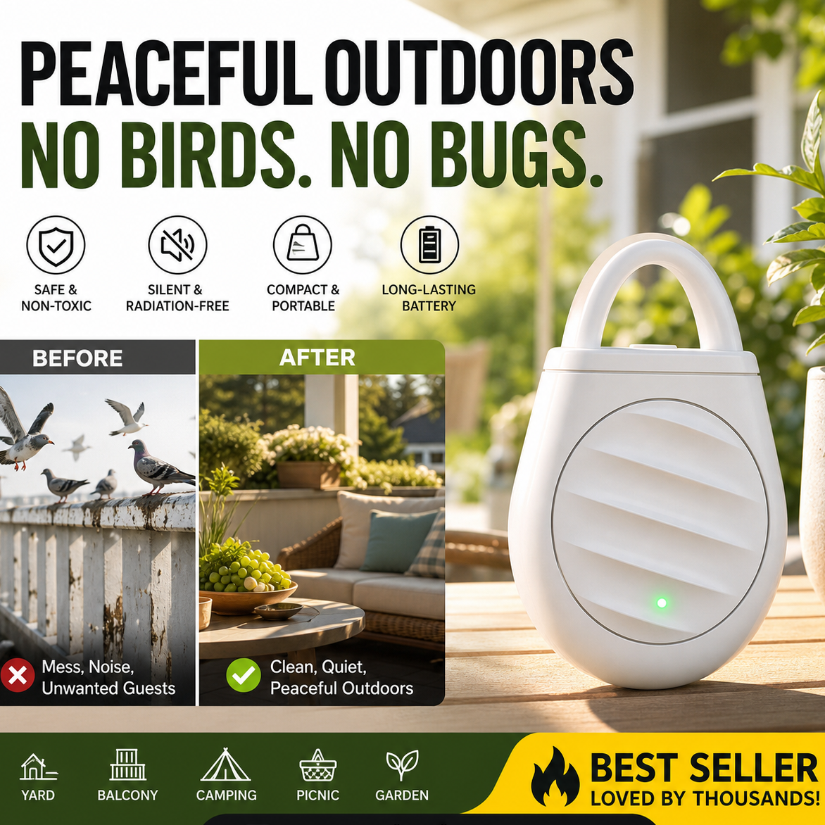 🔥Limited time offer Buy 2 get 3 free！🐦No more trouble from birds, beasts and locusts！Portable Ultrasonic Bird Repellent Keychain
