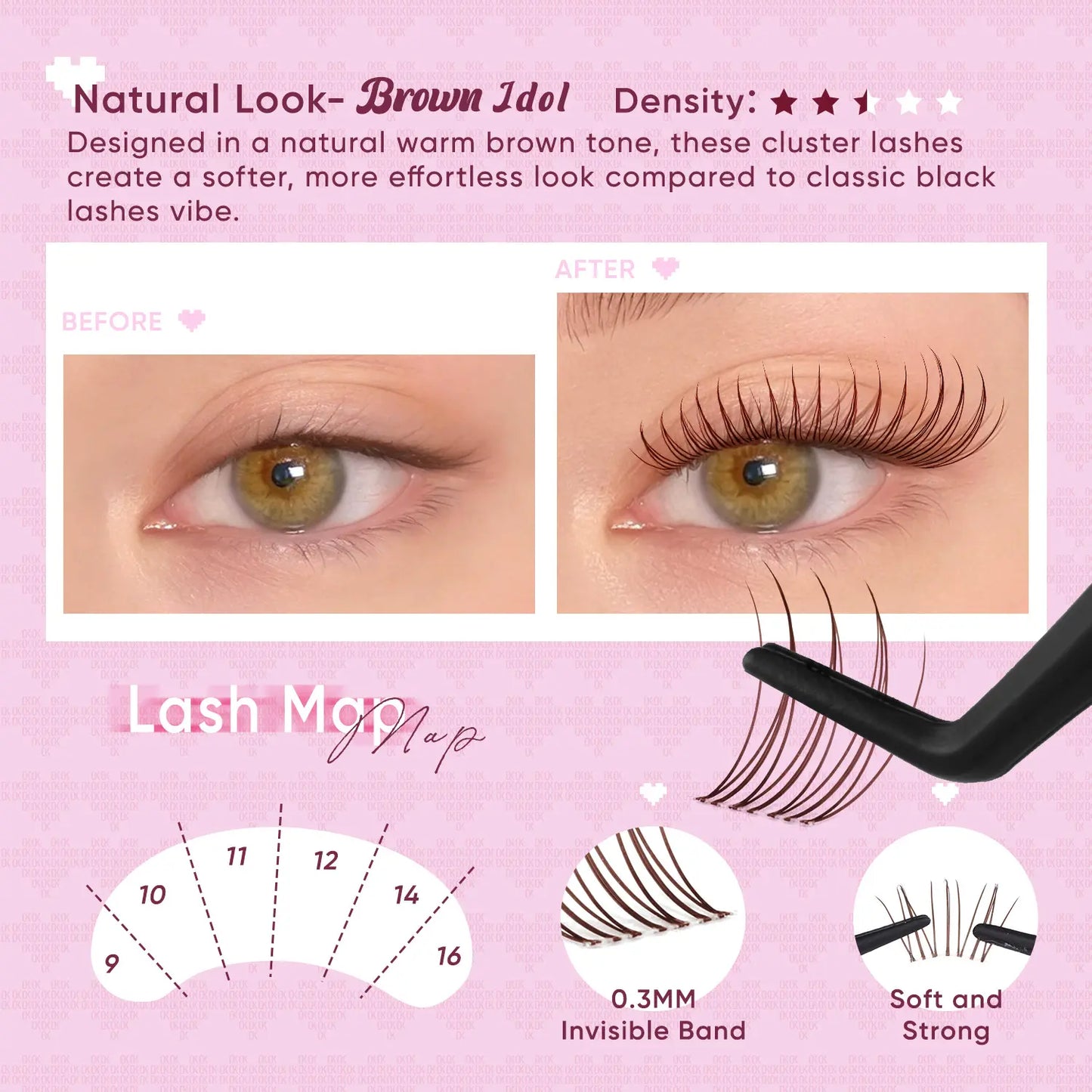 OKAYLOVE Idol Black| Brown Idol Lash Clusters Kit | D Curl Wispy Lash Extension Kit | Lightweight Look Like Real Lashes DIY Eyelash at Home for Natural Makeup Girl Gifts #backtoschool #sohochic