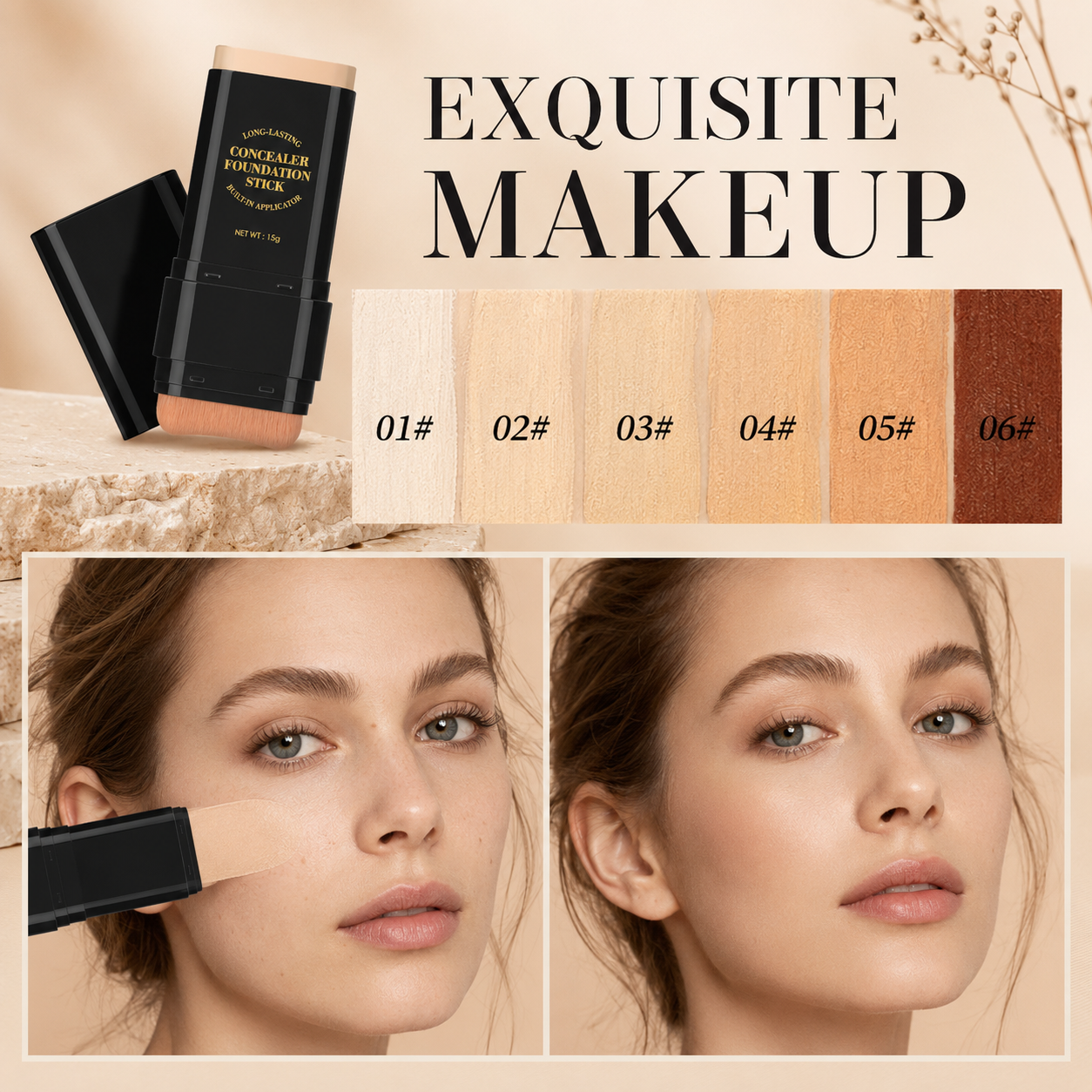 6 Color Dual Ended Foundation Stick