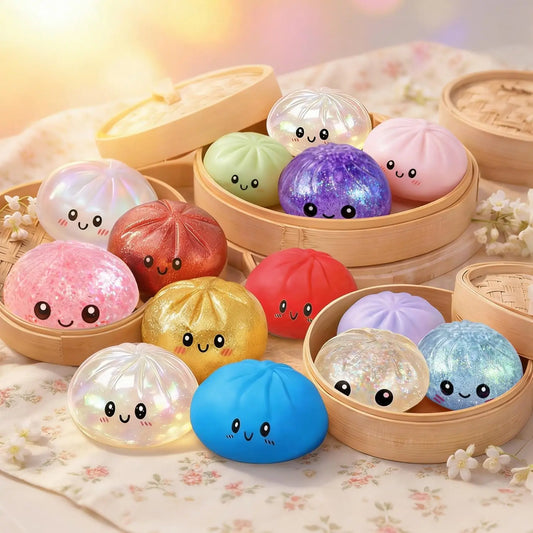 Glitter Dumpling Squishy Steamer Box Stress Relief Toy