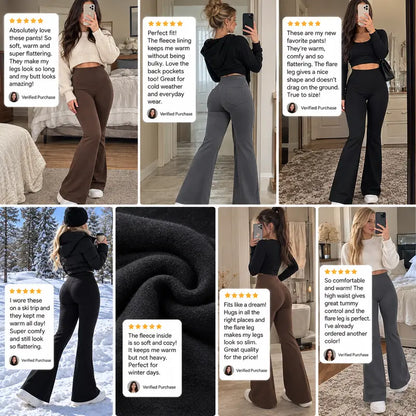 Women’s Fleece Lined Flare Leggings with Pockets