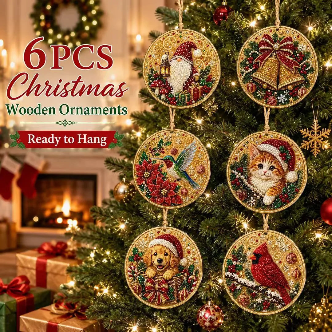 🎄🦌 6-Pack Christmas Diamond Painting Ornament Kit | Make Beautiful Hand‑Made Decorations🎁