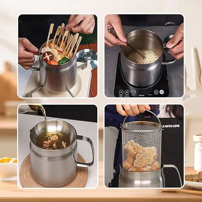 68oz 201 Stainless Steel Deep Fryer Pot