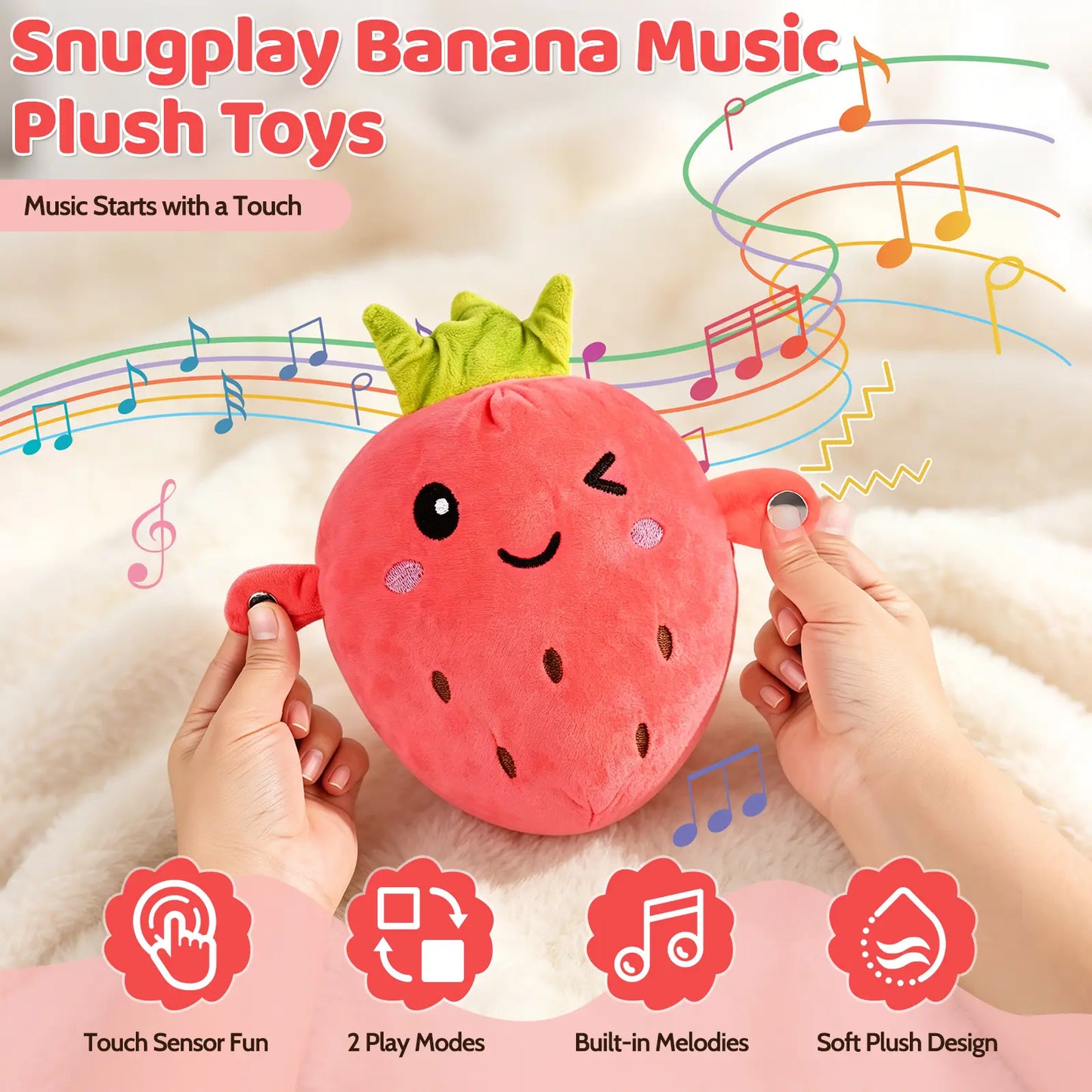 Interactive Music Plush Toy Set – Banana, Strawberry & Carrot Electric Plush Toys for Parent-Child Interaction, Couples & Friends Prank Toy, Valentine’s Day & Easter Party Fun Gift for Kids & Adults stuffed animals cute girly gifts