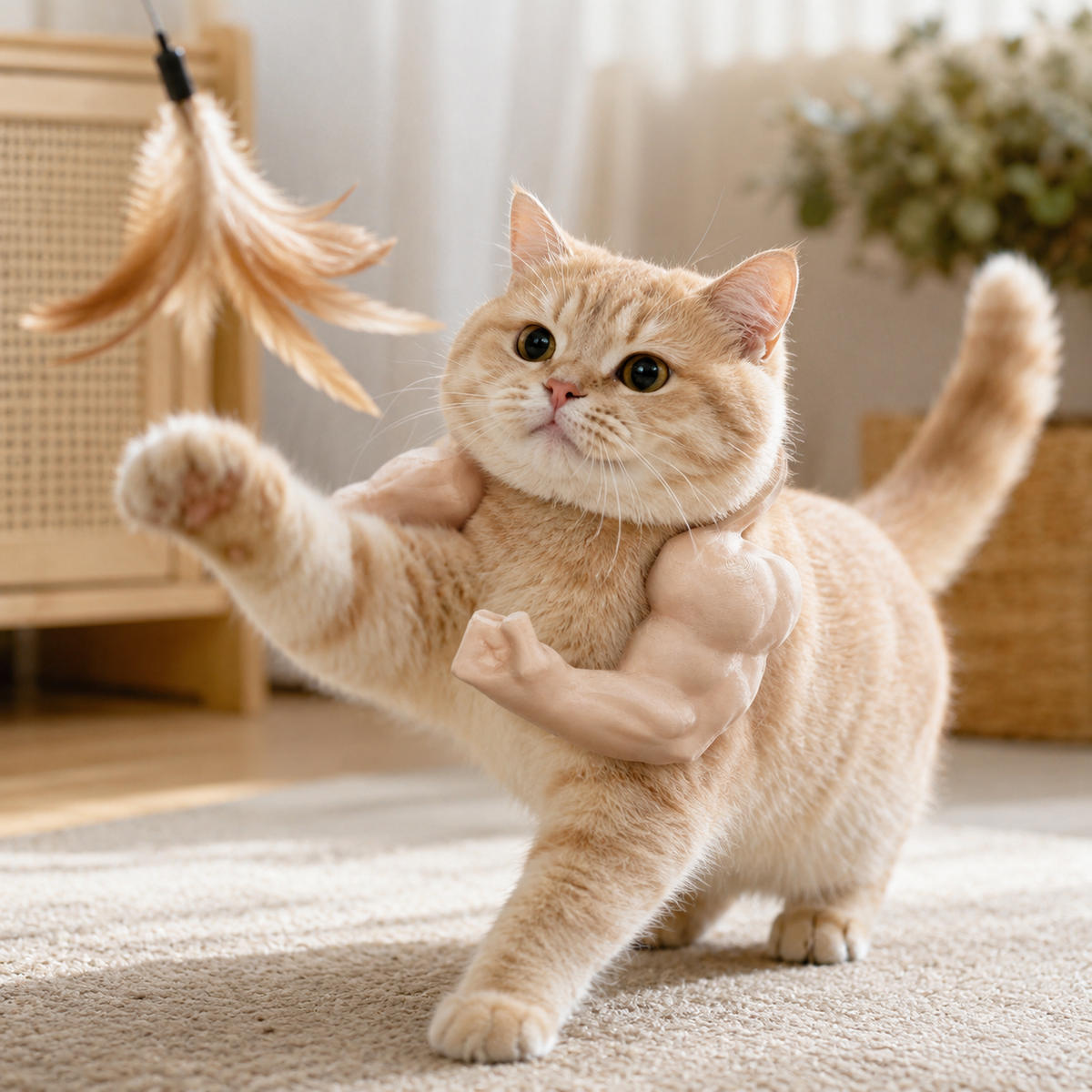 Mighty Meow Muscle Arms Toy - Funny Cat Costume Toy