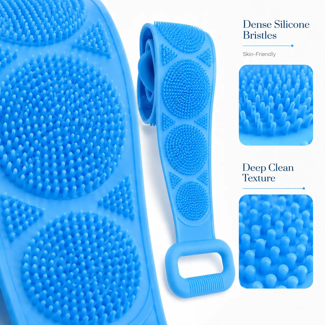 Double Sided Silicone Back Scrubber with Long Handles