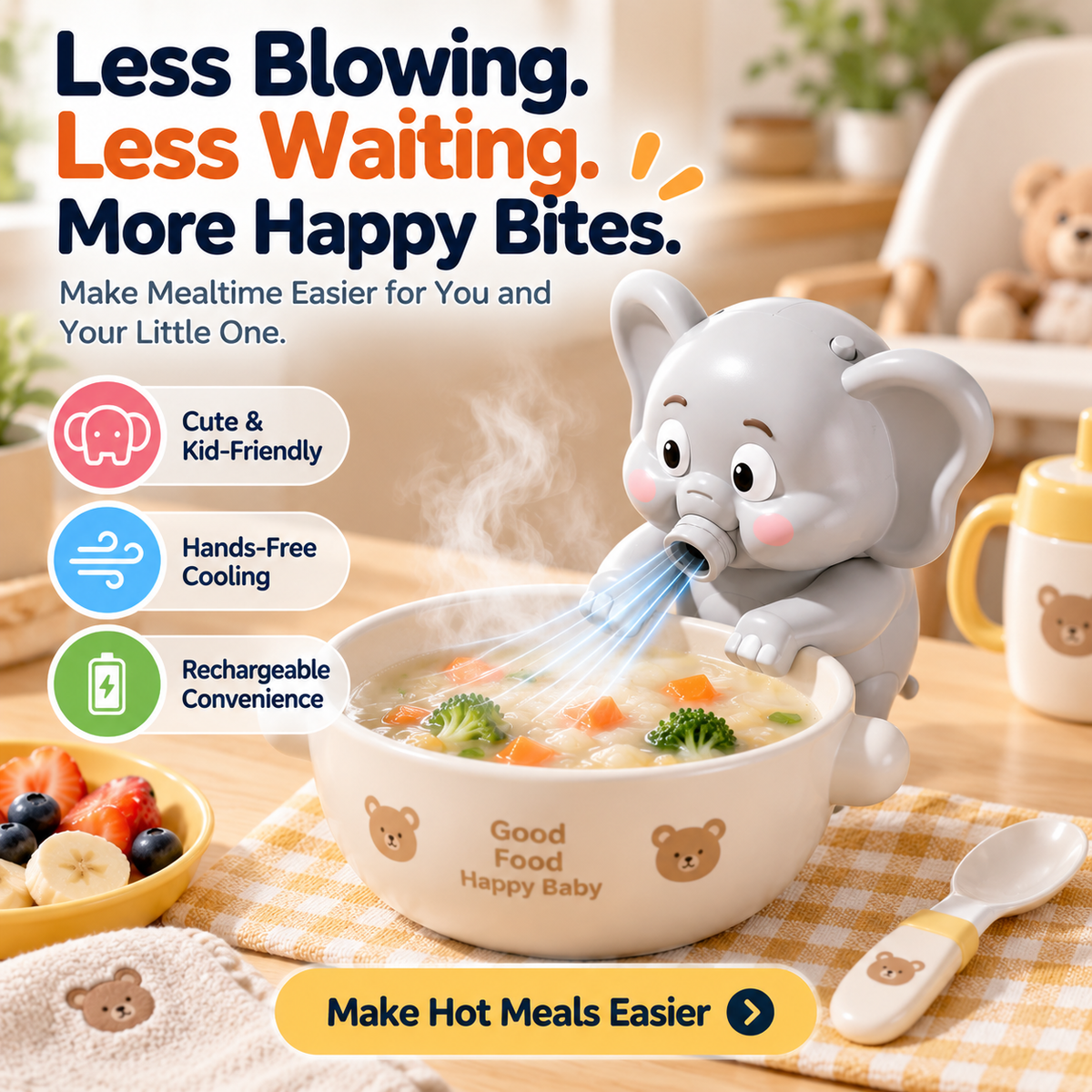 🍲🌬️ Hands-Free Food Cooling Fan – Cool Hot Meals Faster Without Blowing ❄️✨