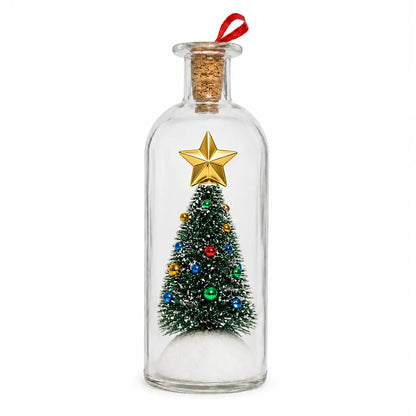 RUXACTY Recordable Christmas Message in a Bottle Ornament 8 Inch Voice Recording Holiday Keepsake with Playback Snowy Christmas Tree Scene Glass Bottle Decoration for Tree Home and Gift,back to school,back to school haul
