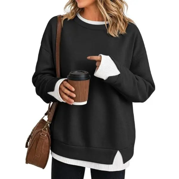 Casual-style sweatshirt with a 'faux-layered' look.
