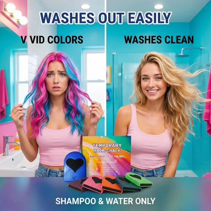 🎨 Washable Temporary Hair Chalk Set - Non-Toxic Gentle Formula