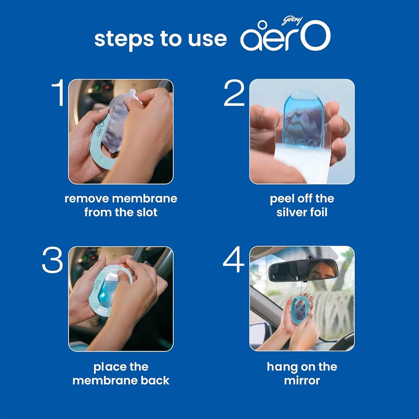Godrej Aer O Hanging Car Freshener, Assorted Pack of 3 Car Fragrance Set Car Odor Remover Car Scents Car Perfume