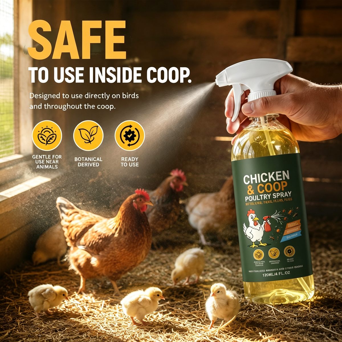 Poultry Coop Cleaner Spray – Lemongrass & Peppermint, Helps Repel Flies & Mites