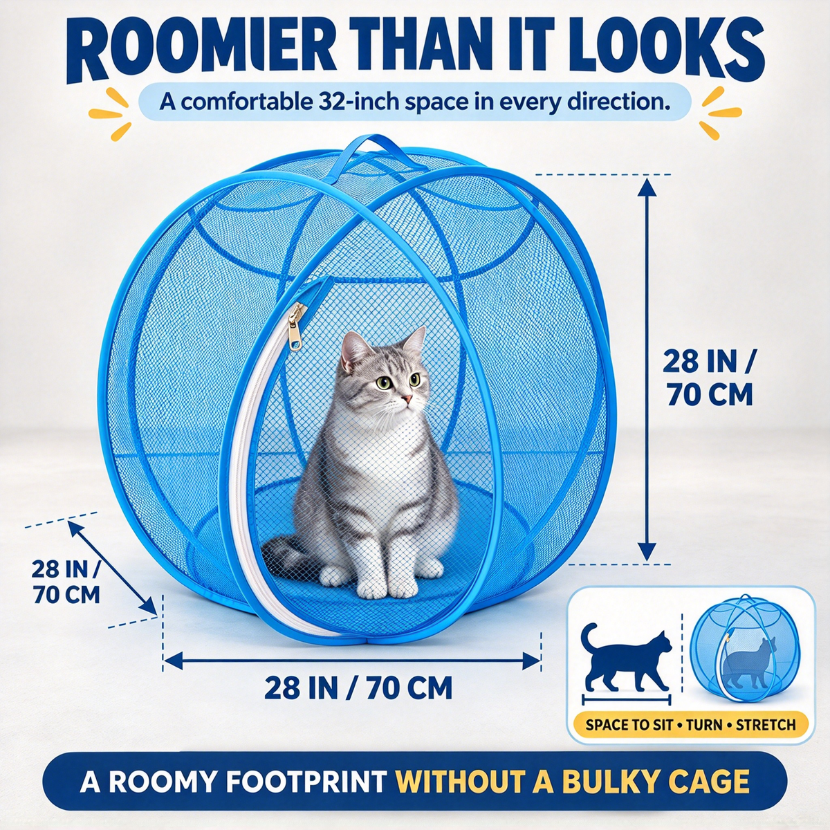 🐱 Pop Up Cat Playpen | 28-Inch Breathable Mesh Enclosure for Indoor & Outdoor Use 🌿