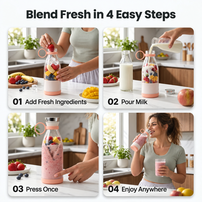 🥤 Portable Blend & Go Smoothie Bottle – One-Touch Shakes Anywhere
